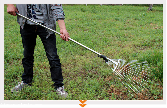 宇鑫08138园林工具 草耙 15齿头柄可伸缩耙子 农用耙子 搂草耙子