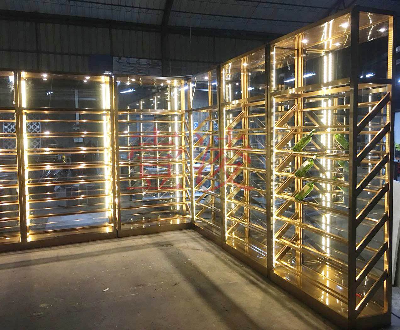 黑钛金色不锈钢酒柜定制酒柜酒架