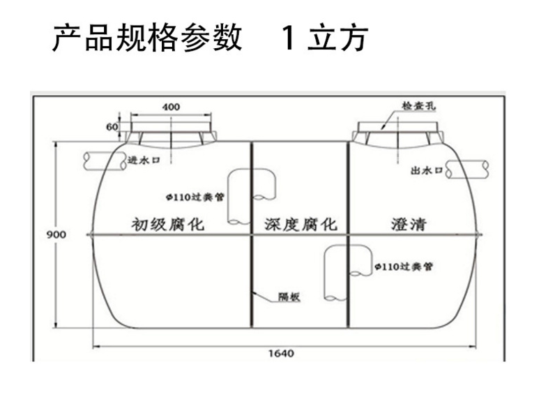 玻璃钢化粪池接管图图片