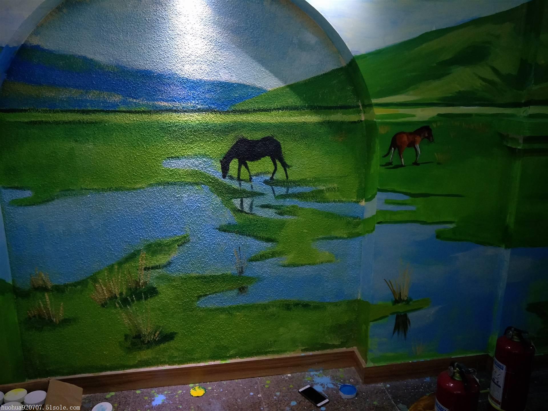 乌鲁木齐墙体彩绘酒窖文化墙风景壁画