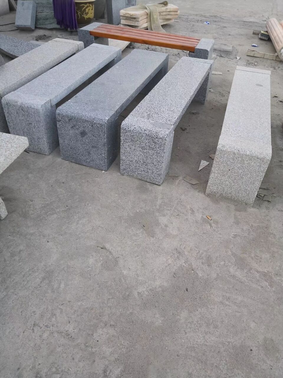 汉白玉桌子花岗岩长凳中国黑桌子