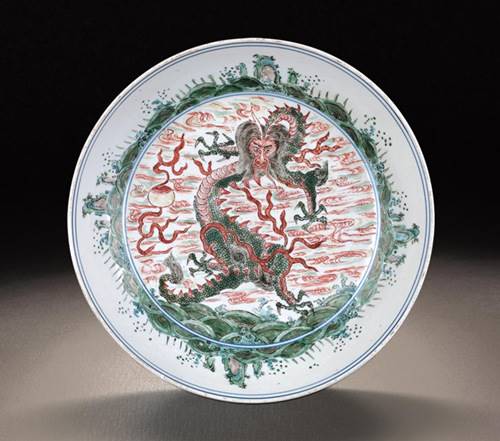 明崇祯五彩龙纹盘收购市场价格怎样