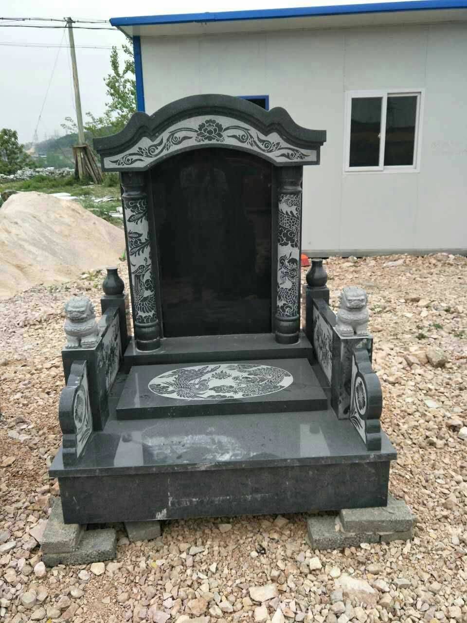 纯山西黑经典墓碑 采用多种雕刻工艺 碑刻花纹图案 可定做