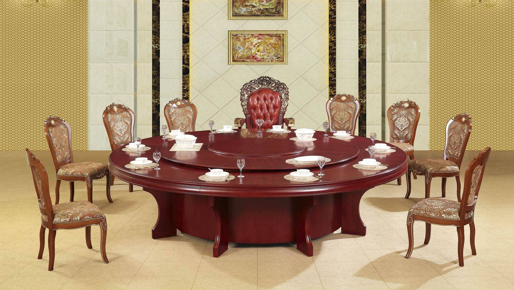 千嘉酒店家具宴会电动餐桌火锅桌