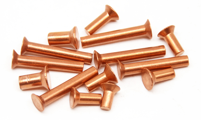 沉头紫铜铆钉红铜平锥头铆钉gb869铜实心铆钉m2m25m3m4m6m8