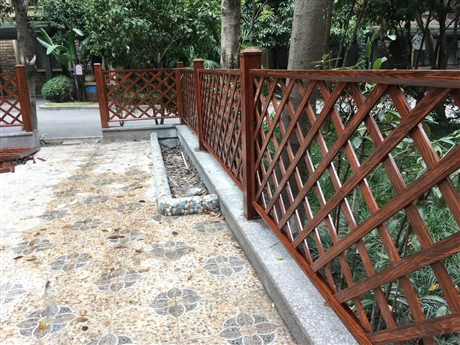 重庆铝合金仿木花园围栏铝合金网格栅栏仿木铝合金栏杆