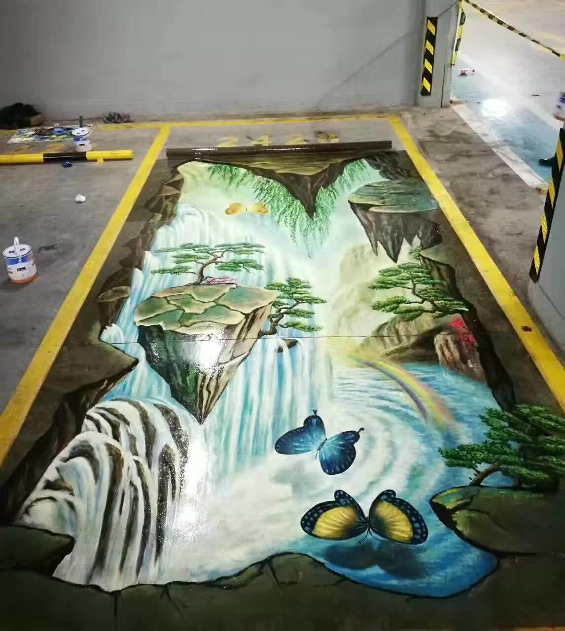 深圳地画彩绘街头地画标志地画追梦墙绘