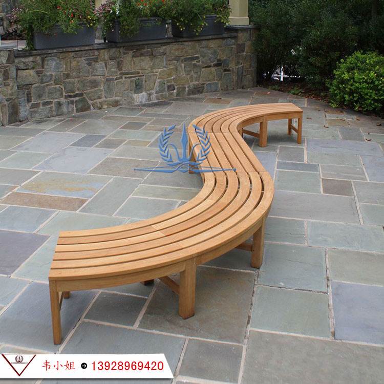 休闲实木长椅子户外庭院花园弧形椅防腐公园椅户外家具定制