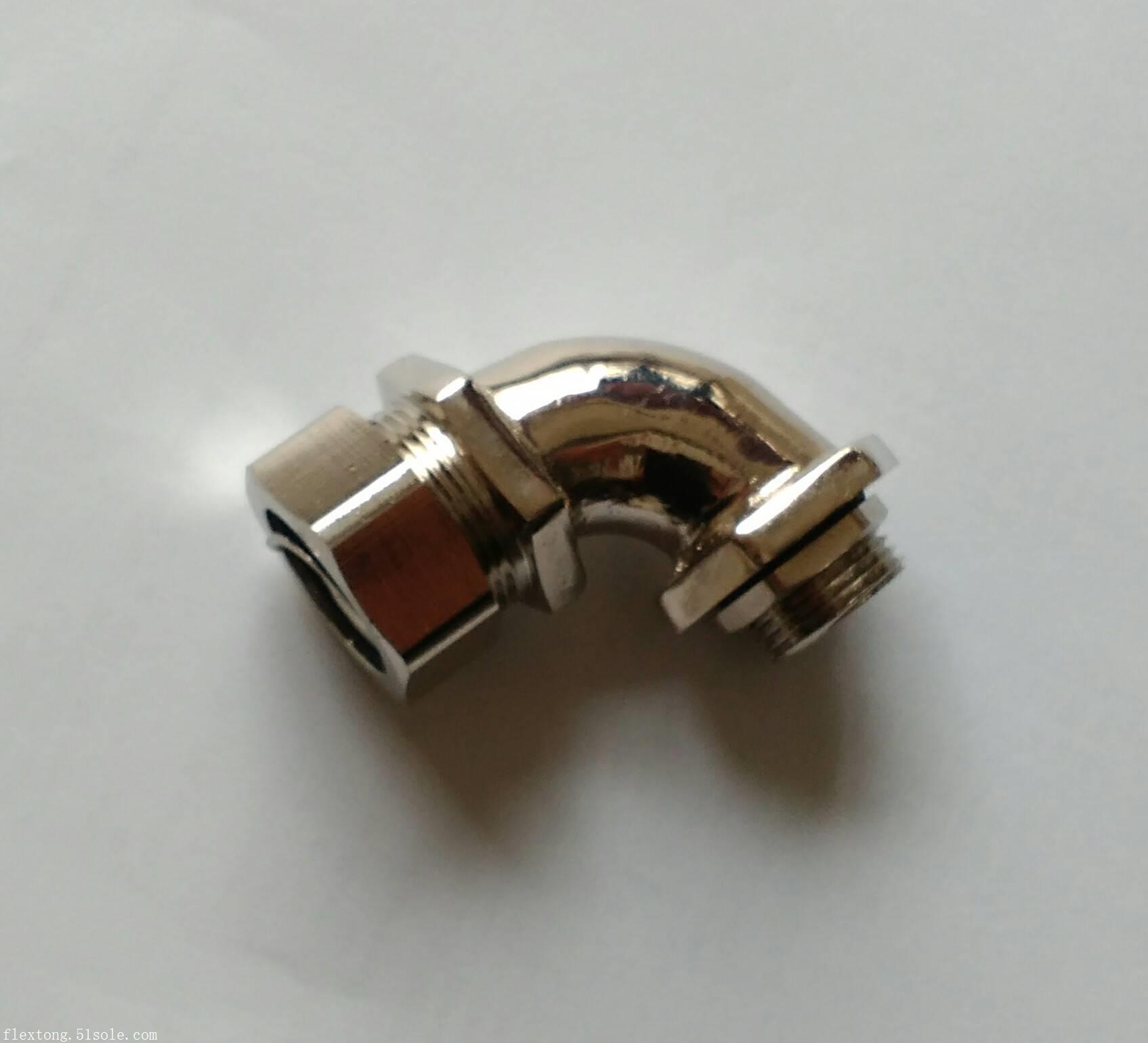 双扣不锈钢金属软管电缆接头90度铜直接头