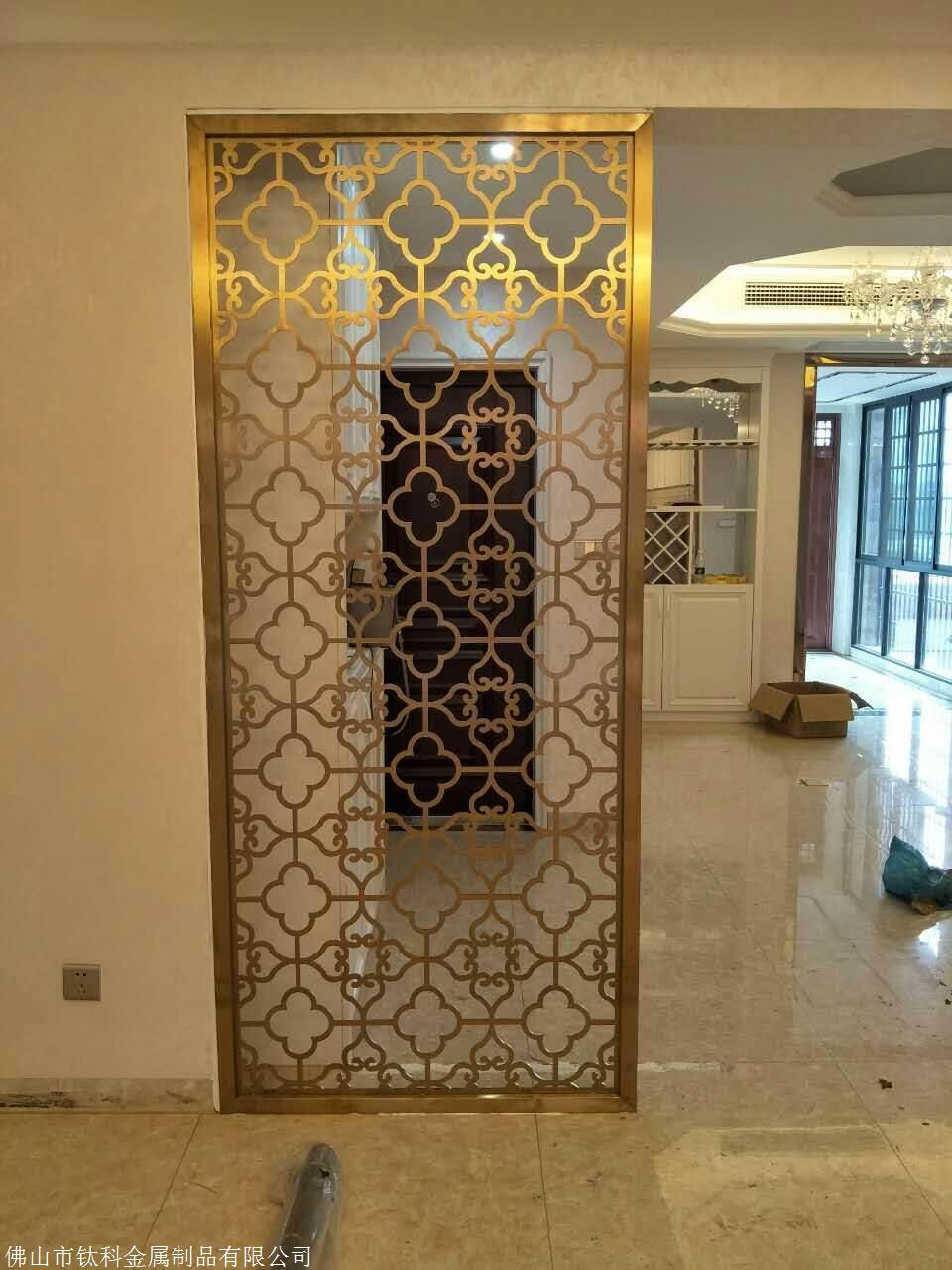 会所镜面玫瑰金欧式不锈钢屏风