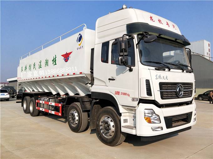 散装饲料运输车报价多少钱 东风天龙前四后八散装饲料车准备发往广西