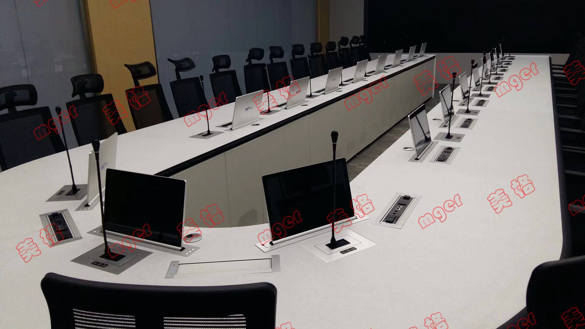 供应长春会议室智能交互式桌面无纸化超薄156寸液晶屏升降器