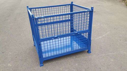 金属周转箱厂家锥形脚网格料箱 可开门可折叠网格料箱 周转网格箱