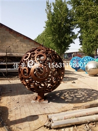 不锈钢仿铜镂空球雕塑 直径1