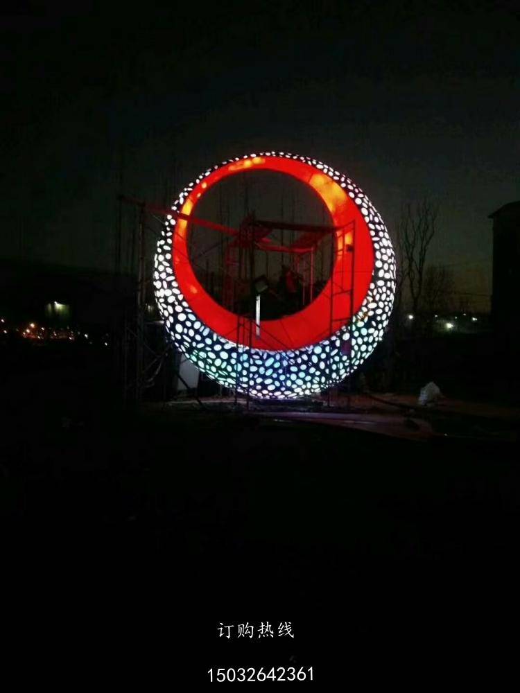 灯光建筑雕塑圆环造型雕塑灯光圆环雕塑厂家不锈钢制品