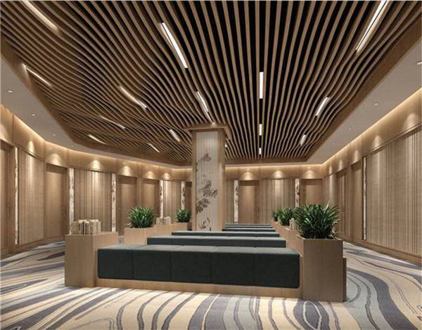 木纹弧形铝方通吊顶定制