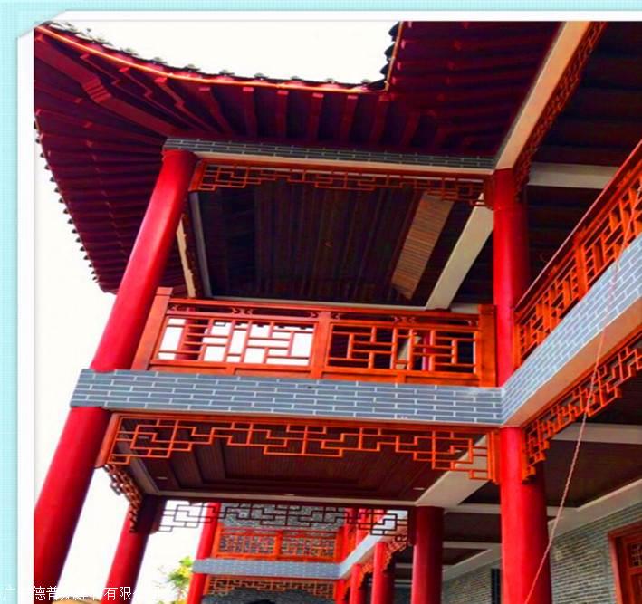 度假村仿古铝花格-中庭铝屏风-屋檐铝挂落