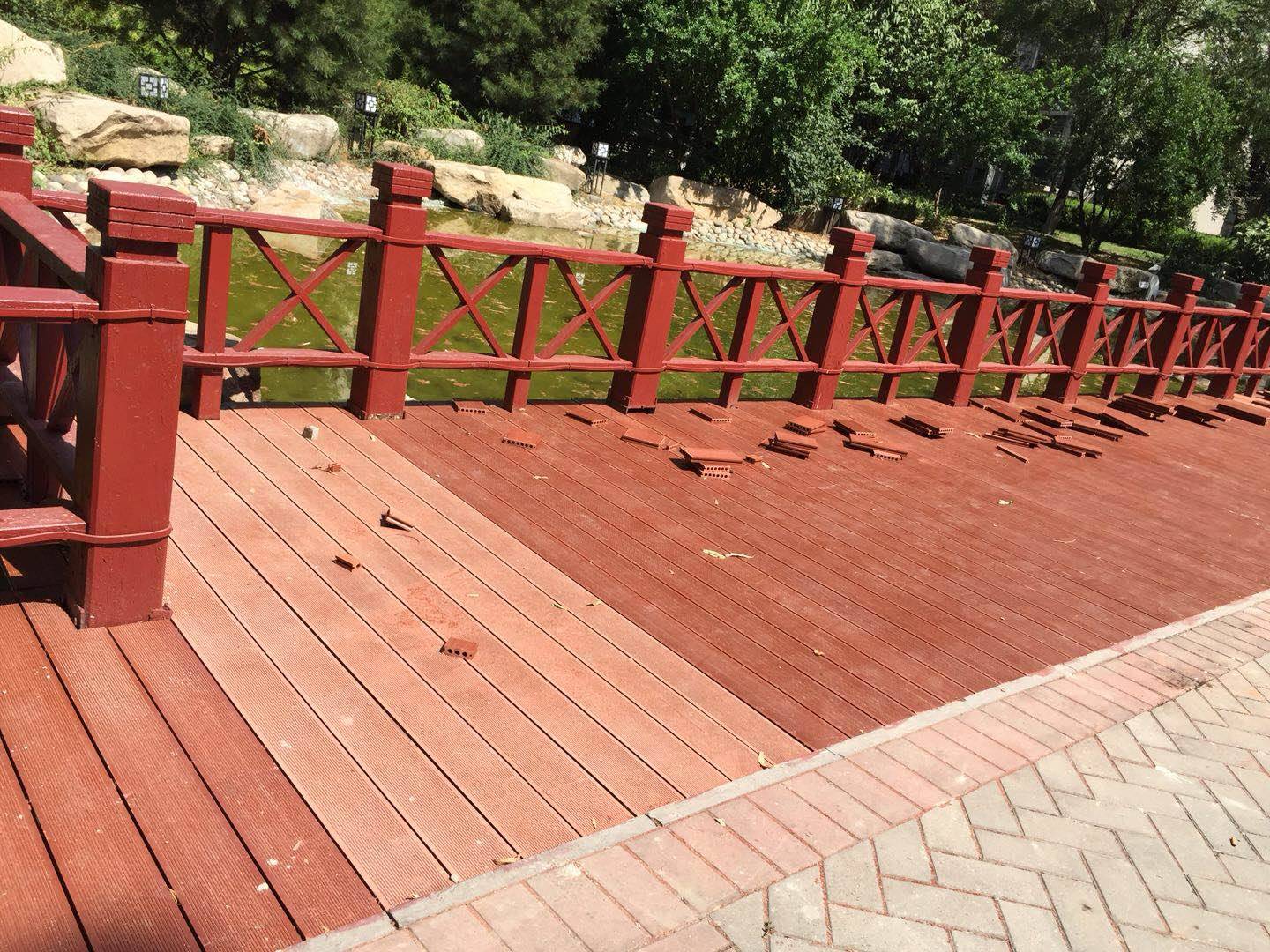 陕西鑫森木园林景观有限公司 户外塑木护栏栅栏围栏木栈道塑木地板