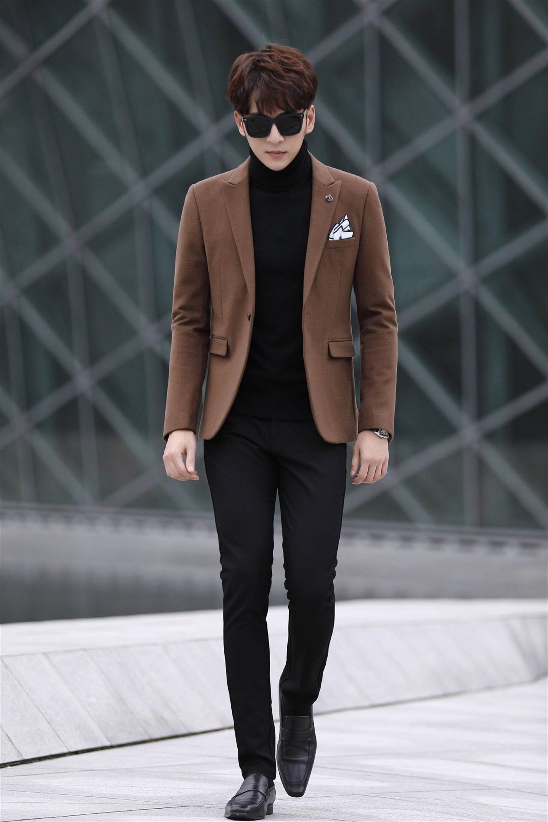 男式商务西服修身职业西装套装男三件套职业正装休闲礼服a91