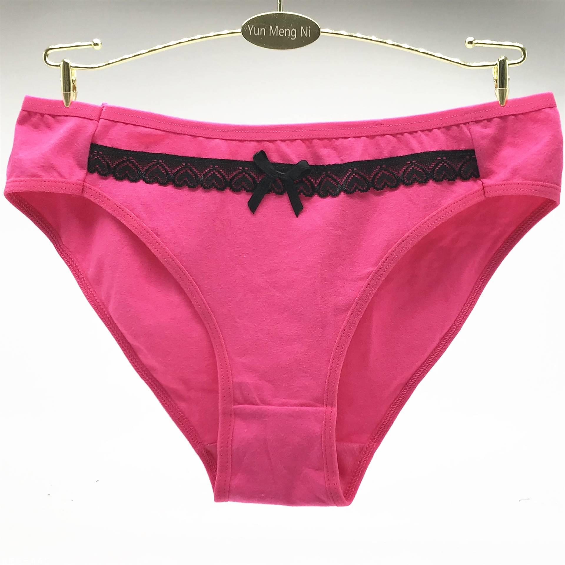 云梦妮全棉蕾丝纯色女士内裤 现货外贸女士三角裤 厂家直销女短裤