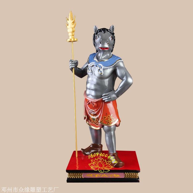 牛头马面的故事木雕彩绘牛头马面神像雕塑