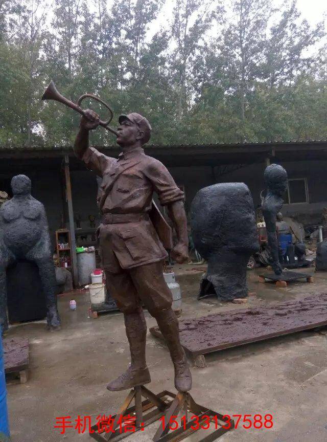 八路军人物铜雕塑,红军人物铜雕,解放军铜雕塑定制