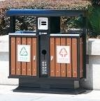 昆明户外钢木双桶垃圾桶小区景区分类垃圾果皮箱厂家支持定制