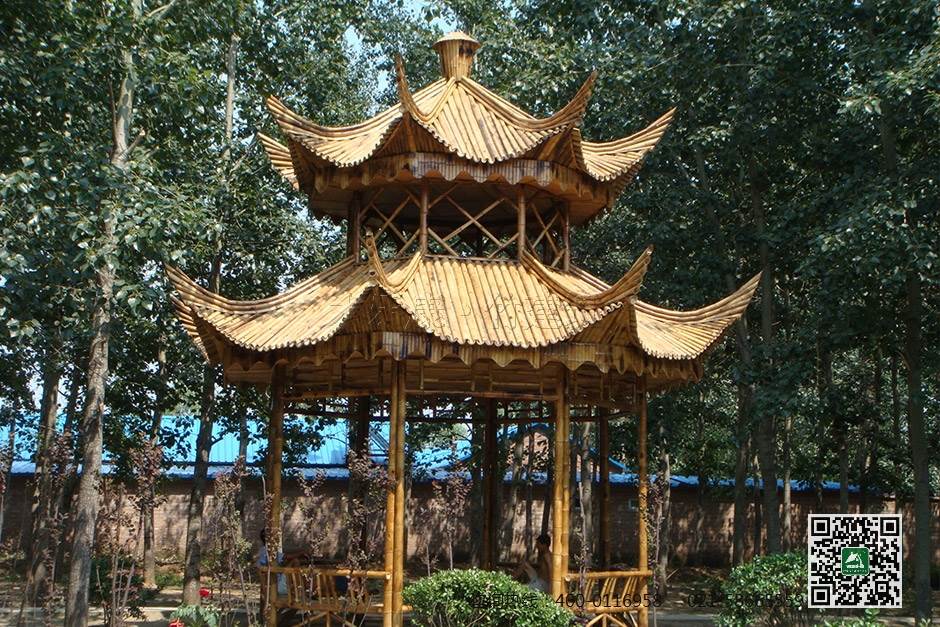 上海木乐康木结构制作竹亭 竹凉亭 生态园景观亭 竹子亭子 竹建筑