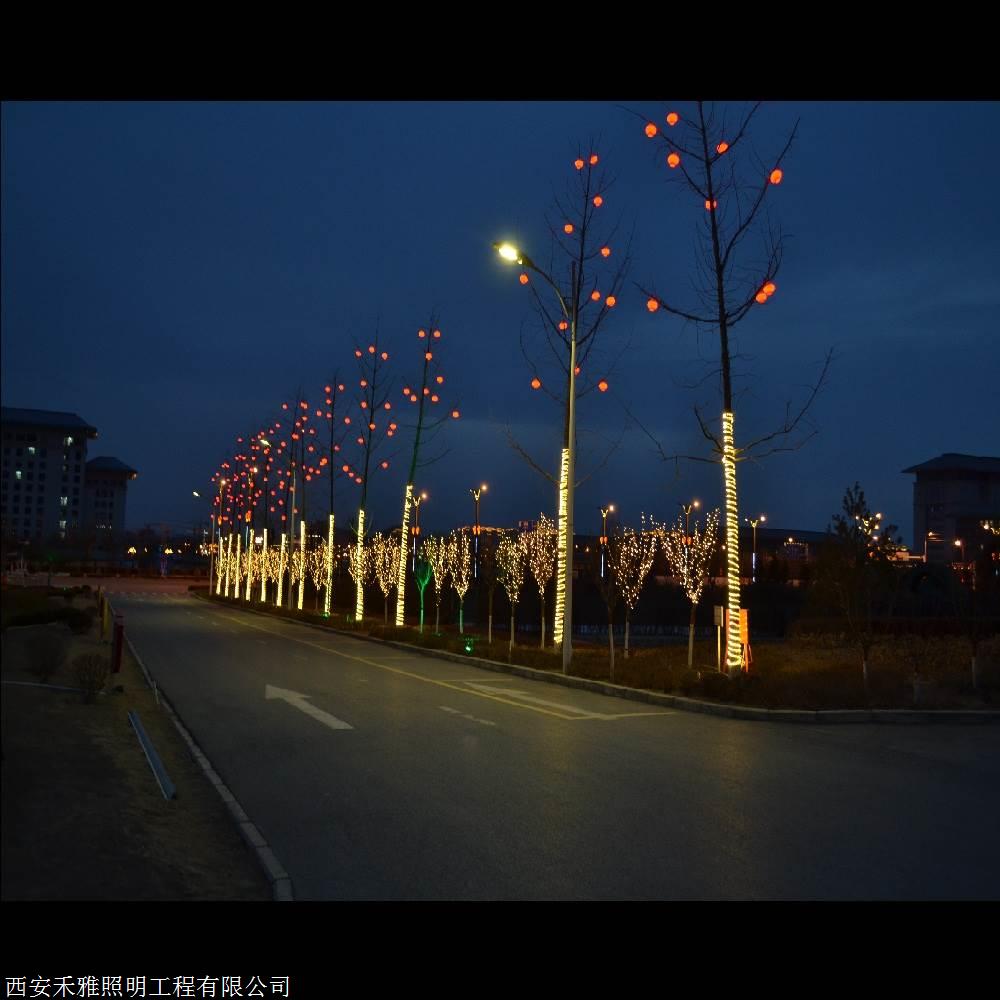 行道树夜景亮化设计树木亮化禾雅照明