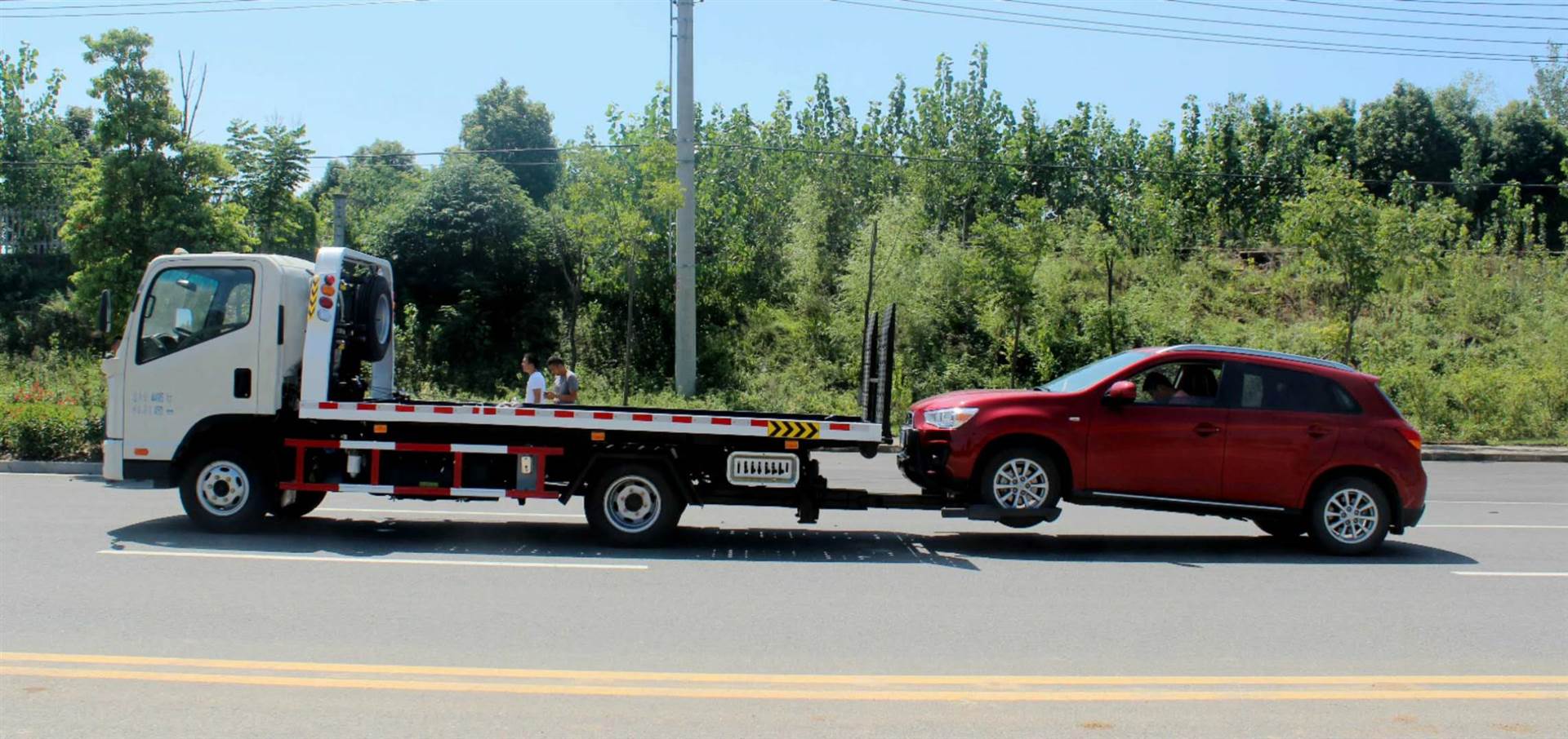 高速解放道路救援車藍牌救援車藍牌53米板長拖車