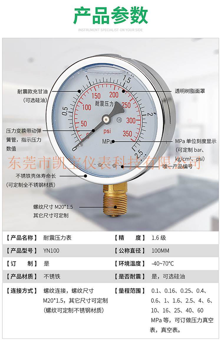 不锈钢快装卡盘卫生型隔膜压力表